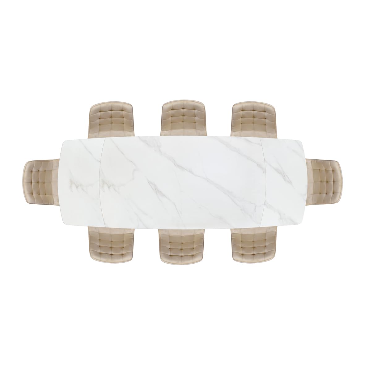 PAZZO DESIGN Tavolo Allungabile Fabiano, Piano Ceramica Bianco Statuario, Gambe in Metallo Tubolari Nere, Cucina, Salotto, Ceramica, 160 x 90 x h75 cm - id_2215