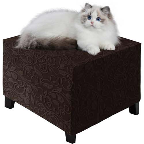 Housse de pouf carrée en velours jacquard au design élégant et extensible - 4