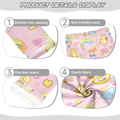 Funny Ducks Girls' Leggings Toddler Doodles Hearts Flowers Kids Yoga Pants Dance Active Tights 4T3