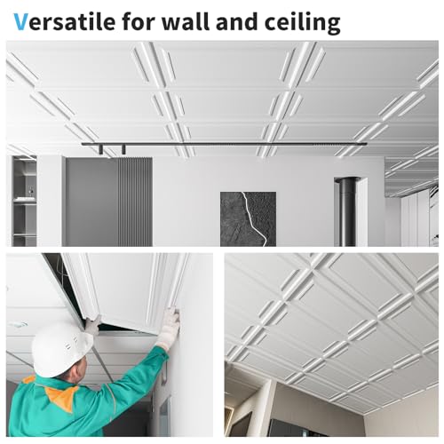 Image of Art3d 3D Decorative Drop Ceiling Tiles, 24 x 48 in, 12-Pack, Smooth White