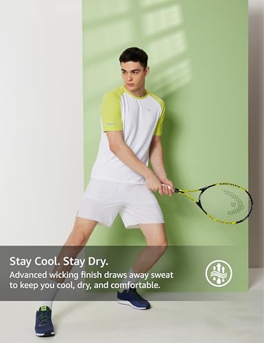 Image of Symbol Premium Men's Solid Regular Fit Sports Stretch T-Shirt | Round Neck | Raglan Sleeve | Moisture-Wicking | Activewear | Running | Gym | Plain (Available in Plus Sizes)