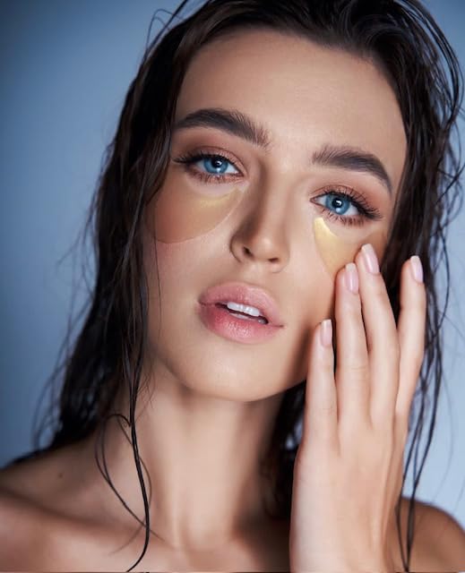 Miniatura 5 de Canada - Parches para debajo de los ojos, oro de 24 quilates, aloe vera de alta calidad, ácido hialurónico, colágeno de caracol, máscaras de gel