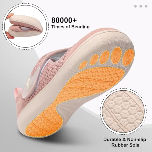 Image of LeIsfIt Wide Toe Box Diabetic Shoes for Women Zero Drop Barefoot Sneakers Breathable Adjustable for Edema Swollen Feet & Seniors
