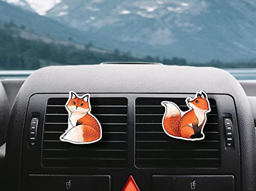 Image of WIRESTER Set of 2 Fresh Scented Car Air Freshener Vent Clip, Decorative Accessories, Interior Decoration for Cars, Dog, Cat, Fox, Frog, Raccoon, Pig Funny Playful Postures