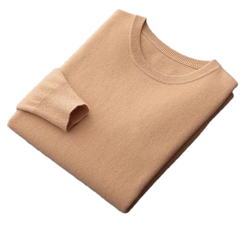 Merino Wool Sweater Men's Round Neck Thickened Tops Autumn Winter Soft Warm Casual Solid Color Knitted Pullover