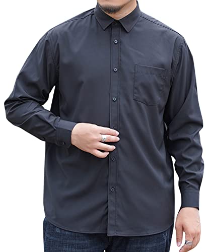 [Amazon 限定ブランド] シャツ メンズ 長袖 ワイシャツ 秋服 大きいサイズ ゆったり L-8XL カジュアル ビジネス 形態安定 イージーケア 抗菌防臭加工 パーフェクトノーアイロン 透湿素材 ドロップショルダー 薄手春 夏 冬服 black 5XL(205)