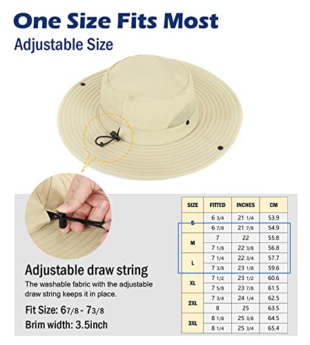 Wmcaps Sun Hats for Men, Wide Brim UPF 50 Sun Hats Summer Mesh UV Protection Beach Safari Hat, Fishing Walking Hiking Boonie Hat with Adjustable Chin Strap Waterproof Breathable - Image 4