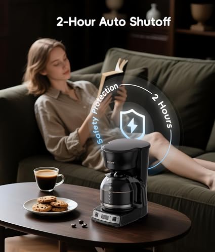 Image of ecozy 12-Cup Drip Coffee Maker with Electric Coffee Grinder Combos, Programmable Coffee Machine with Washable Basket Filter, Auto Shutoff Function, No Drip Pause & Pour, Brezzano DuoSet