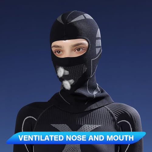 Image of PROBEROS Unisex Nylon Winter Balaclava Face Mask for Bikers & Cyclists, Thermal UV-Protected Stretchy Helmet Mask & , Neck Gaiter for Skiing, Motorcycle Riding, Running, Black, Free Size