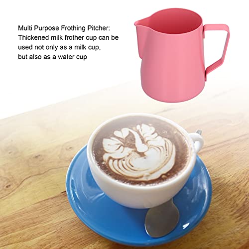 ADDG Neuer 600ml spitzer Mund Milchaufschäumer Edelstahl verdickter Milchaufschäumer für Zuhause(Rosa) – Bild 3