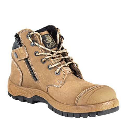 130mm Nubuck Leather Steel Toe Safety Boot with Side Zip. (Stone, us_footwear_size_system, adult, men, numeric, wide, numeric_11)