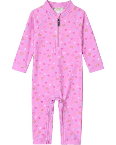 Image of weVSwe Baby Girl Toddler UPF 50+ Rash Guard Swimsuit Sun Protection Beachwear Zipper Bathing Suit 0-3 Years
