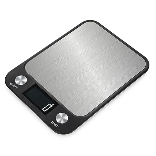 Báscula de cocina for hornear, pesar alimentos, café, balanza electrónica inteligente, digital, diseño acero inoxidable for cocinar(Black,10Kg)