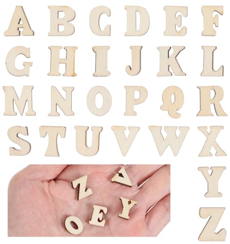 208PCS Small Wooden Letters 0.5 Inch Unfinished Capital Wooden Letters for Crafts Natural Wood DIY Painting for Home Decorations