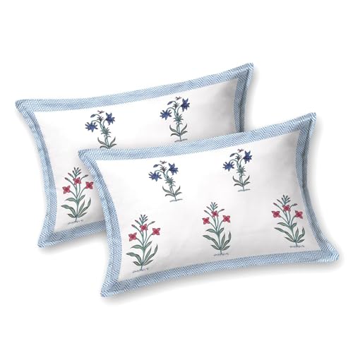 Image of ElanorHomes 240 TC Cotton Double King Size Bedsheet | Ultra-Soft & Skin-Safe | Breathable Summer Comfort | 93x108 inches with 2 Pillow Covers (Rajwada Jaal)