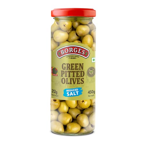 Image of Borges Green Pitted Olives, 450g & Extra Virgin Olive Oil -1L Glass Combo