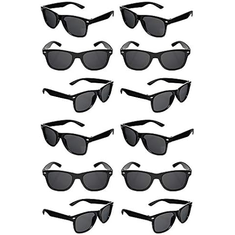 TheGag Black Sunglasses Bulk Party Favors 12 Pack Retro Black Sunglasses Exactly What You Are Looking For-Weddings-Men In Black Costume-Graduations Mardi Gras Bachelor Party Adult Kids Cover