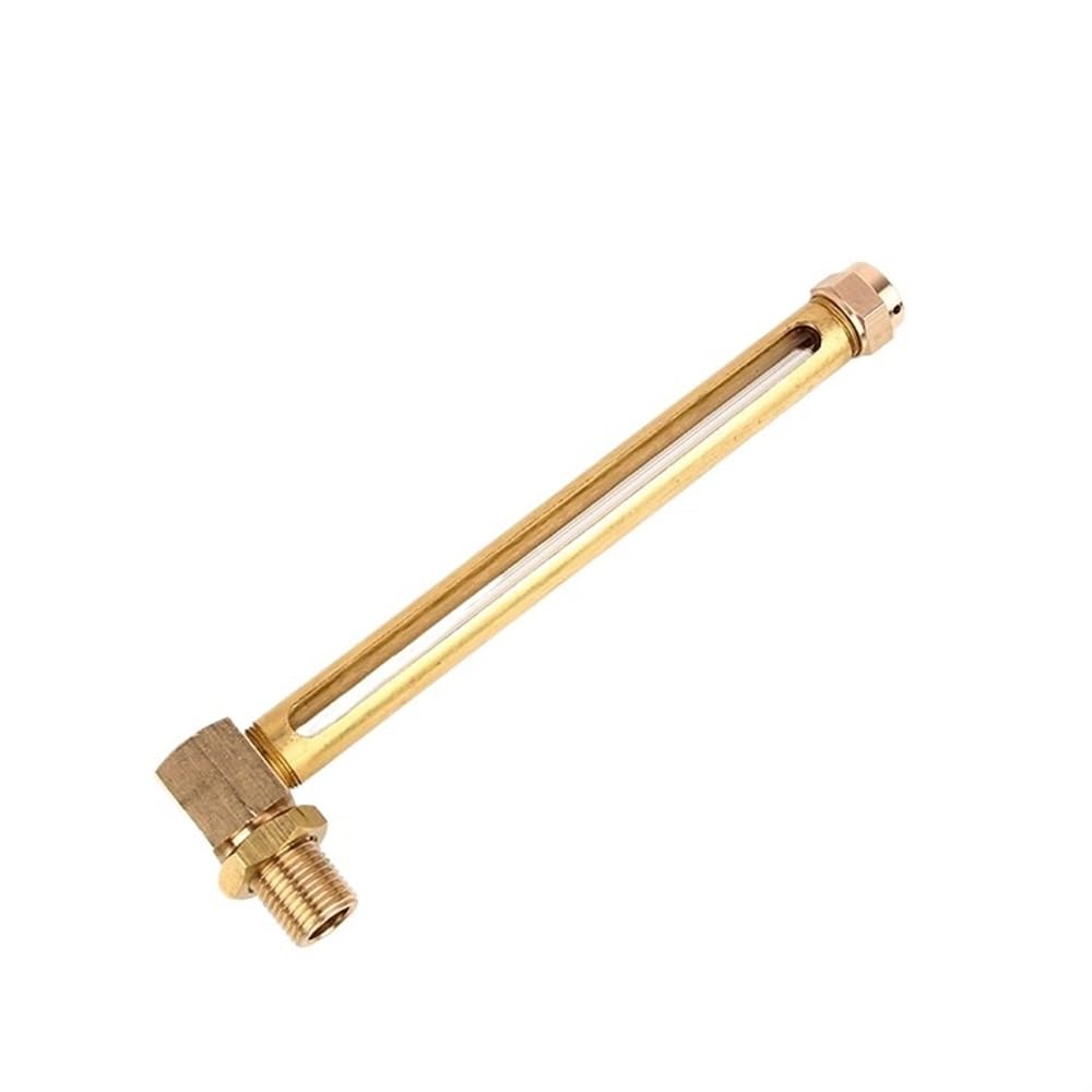 Mosiężny wskaźnik poziomu cieczy z podwójnym okienkiem w kształcie litery L - 12,5" 40 cm - Kompatybilny z 1/4" i 3/8" BSP - Trwałe narzędzie do kontroli poziomu oleju(10cmx3/8inch)