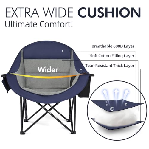 Image of Oversized Camping Chair for Adults 2 Pack - Heavy Duty Outdoor Padded Chair