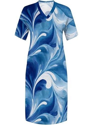 Image of PinkPatty Women's Plus Size Short Sleeve Maxi Dress Casual Loose V Neck Long Dress with Pockets