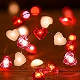 Fairy String Lights 10 Feet LED Red Pink White Heart Shaped Twinkle Fairy Lights 8 Modes Battery Ope