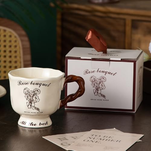 MAGICVOGEL 400ml Kaffeebecher Porzellan Kaffeetasse Blumenmuster...