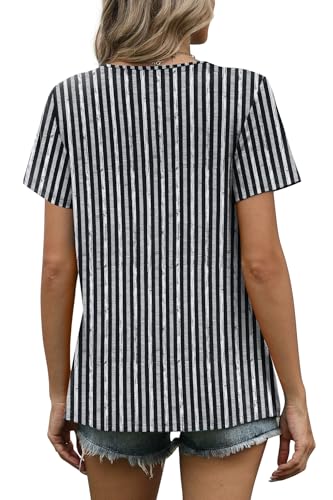 Image of WIHOLL Women T Shirts Pleated Short Sleeve Tops Business Casual Dressy Blouses