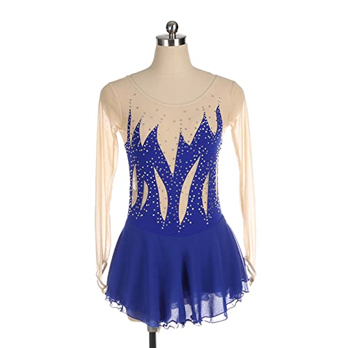 Robe de patinage de glace filles et femmes bleu XS avec strass