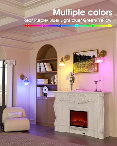 Image of VOLISUN Vintage Battery Operated Wall Sconce,with Amber Tulip Glass Lampshade, Wireless Wall Sconce, Rechargeable Battery Powered Wall Light, Sconce Wall Decor for Bedroom Living Room