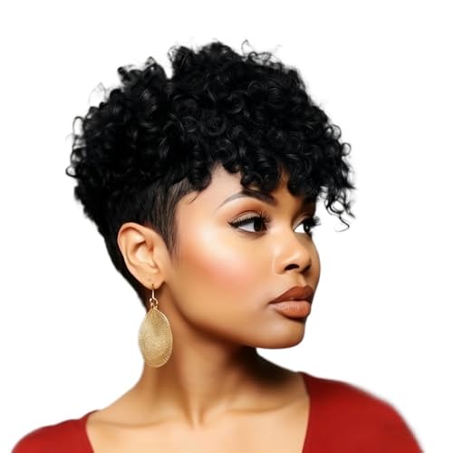 Perruque courte cheveux Remy de 6 pouces premium noir naturel pour femme