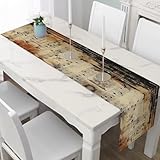 Tischläufer 40x240 cm Musik Musiknote Läufer Leinen, Festlicher Tischläufer für Partys Retro Notenschlüssel Tischdeko Nostalgische Partitions Weihnachten Herbst, Waschbar