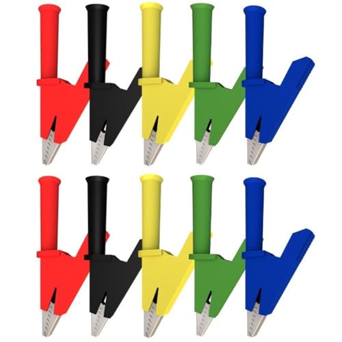 Image of BEAZOOM 10pcs Safety Crocodile Clips Fully Insulated 30A 2000V Copper PA for Alligator Clips 4mm Banana Electrical Testing