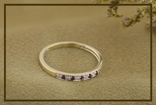 Dazzlingrock Collection Round Ruby & White Diamond Alternate Stone Wedding Band for Women in 10K Solid Gold4