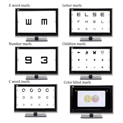 Image of Visual Acuity Chart, LCD Vision Chart with Remote Control, 300+ Visual Targets, 21.5-inch Large Screen Display, 1-6.5m Distance Adjustable, Can Be Placed /Wall Mounted