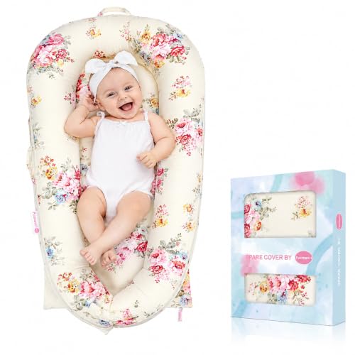 Image of Baby Lounger Cover for Dockatot Deluxe + | 100% Cotton Hypoallergenic Newborn Premium Quality Spare Cover(Cover Only) (Rose)