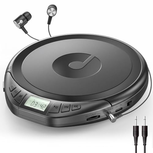 Image of Gueray CD Player Portable with Earphones, CD Discman AUX Cable for Car Home