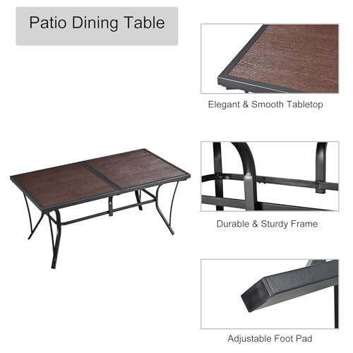 Image of LOKATSE HOME Outdoor Dining Table Patio Metal Rectangular for Lawn, Backyard, Garden