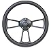 5-bolt Black Steering Wheel 14 Inch Aluminum with Black Vinyl Wrap and Chevy Horn Button