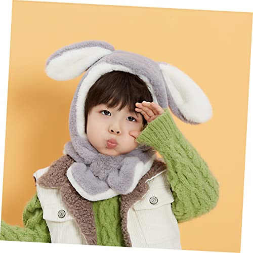 VALICLUD 1pc Boy Girl Plush Hat Adorable Ears Warm Ear for Boy Girl Soft and Comfortable Hat for Autumn Outdoor Activities Cute Cartoon Design Light Grey2