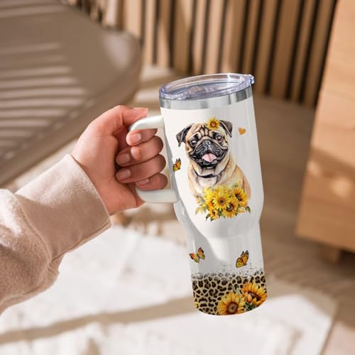 Image of Pug Tumbler for Womens,Vacuum Insulated Travel Cup 40oz
