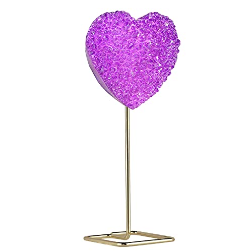 Nupuyai Love Heart Crystal Cluster Stone with Stainless Stand