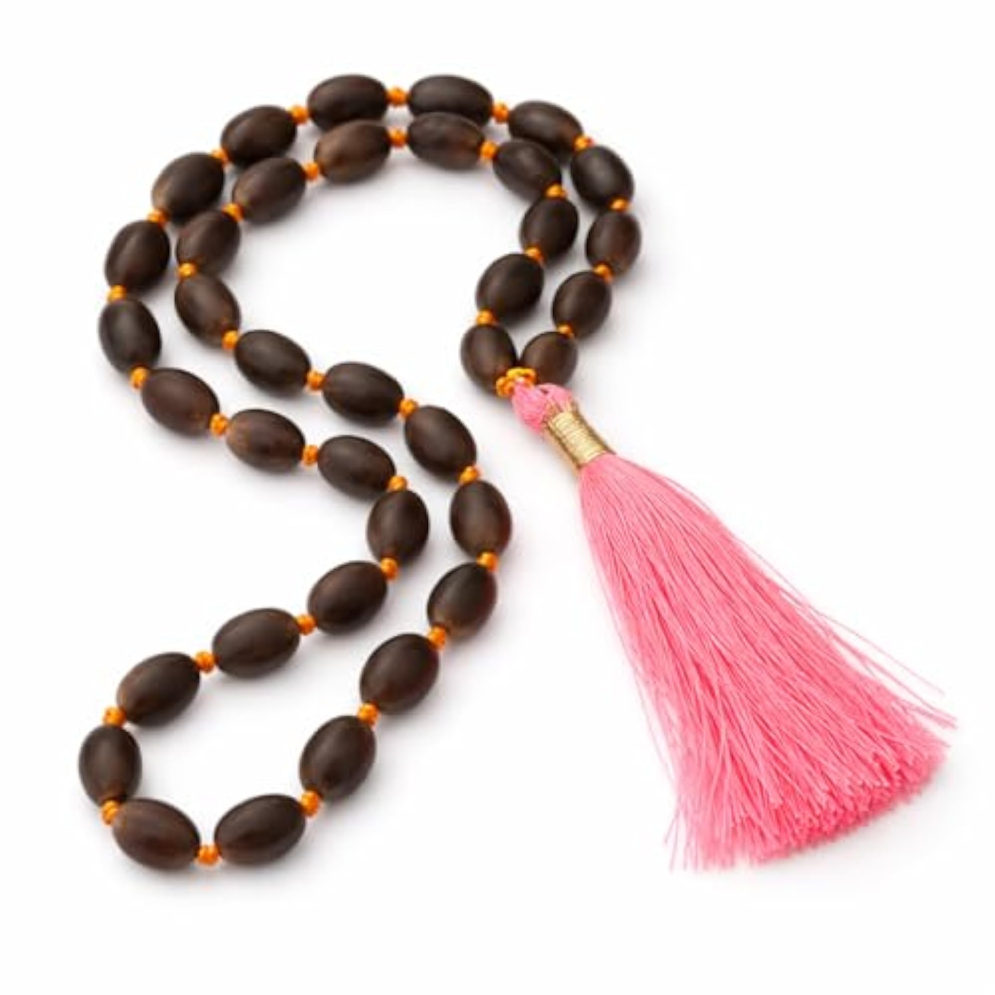 Natural Lotus Seed Bead Kamal Gatta Mala with Tassel for Meditation