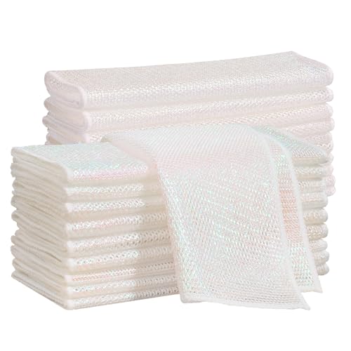 Image of JOYMOOP Multipurpose Wire Dish Rags 11.8 inch x11.8 inch, Rainbow Laser Dish Cloths for Washing Dishes, Reusable Cleaning Cloths, Non-Scratch Dishwashing Rags for Dishes, Glass, Stainless Steel - 20 Pack