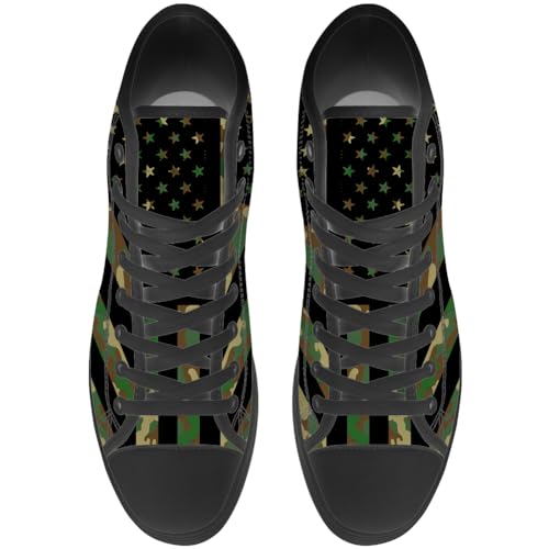 American Flag Camouflage High Top Shoes 4th of July High Top Canvas Sneakers Lace Up Black Shoes for Men Women4