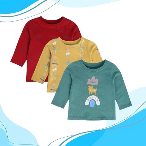 Image of miniklub Baby Collar Long Sleeve Knitted Cotton T-Shirt (Grey /Yellow Color)