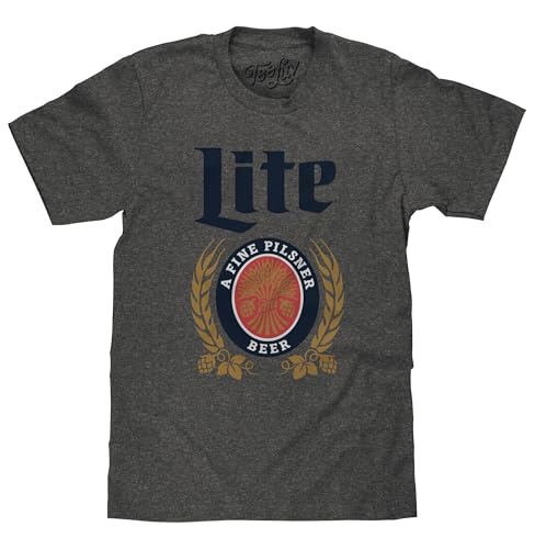 Tee Luv Men's Miller Lite Shirt - Classic Miller Light Beer Logo T-Shirt, Graphite Heather, XXL