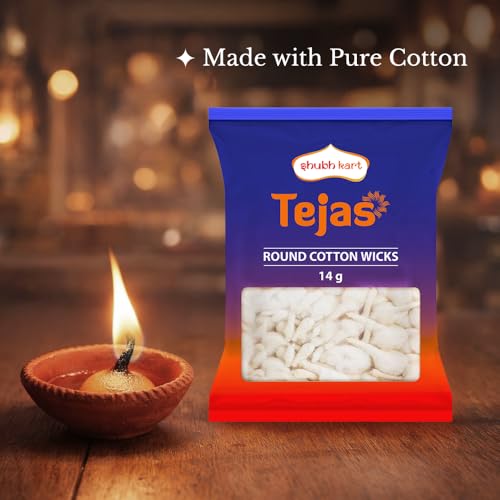 Image of Shubhkart Tejas Round Cotton Wicks for Diya & Puja | White Phool Batti for Aarti, Temple, Daily Worship & Festive Use |Puja | Long-Lasting Diya Batti for Mandir - Pack of 6 (450 Wicks Total) | Diwali