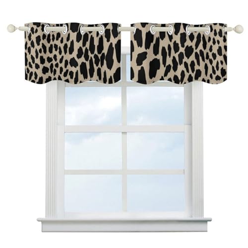 Cortinas con cenefa negra de leopardo para sala de estar y cafetería, pack de 2 paneles 3