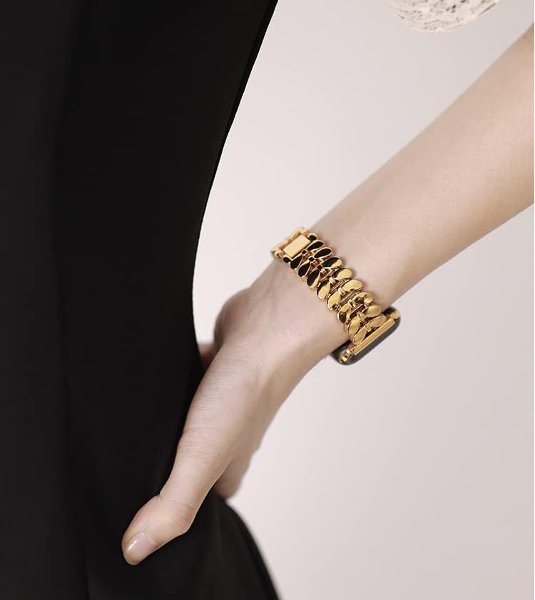 Kolgios 38/40/41/42/44/45/46mm Cool Chain Women Smartwatch Bands Compatible for Apple Watch Bands Series10/9/8/7/6/SE/5/4 Stylish Replacement Bracelet for Iwatch S10/9/8 Gift To Her Bowtie Gold 38/40/41mm image 8 of 8 B0B4ZVR262