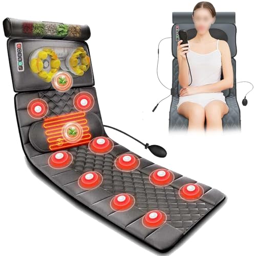 PPLDABNK Coussin de Massage Chauffant avec 20 têtes de Massage d'acupression pour Le Cou, Coussin de Massage Vibrant, 9 Modes, 9 Niveaux, minuterie à 3 Vitesses, Faible Bruit,Leather Style